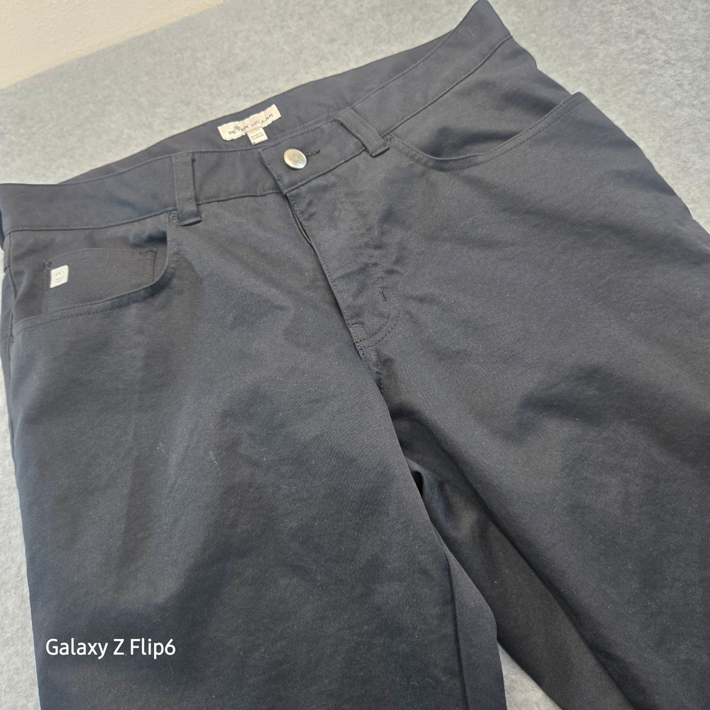 Peter Millar Mens 32/30 Black Five Pocket Performance Pants Straight Leg Stretch
